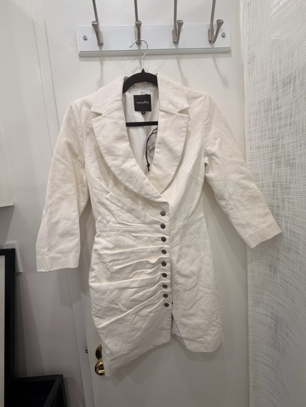 Retrofete White Leather Willa Dress